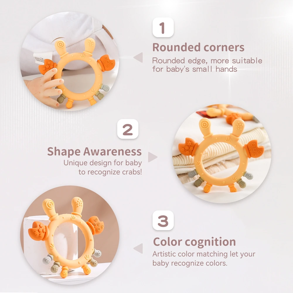 Anneau de dentition en silicone sans BPA pour bébé de 0 à 12 mois, jouet de qualité alimentaire, santé molaire