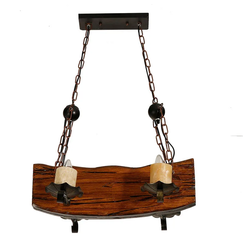 Industrial Style Retro Restaurant Chandelier American Style Nostalgic Iron Candlestick Solid Wood Bar Kitchen Pendent Lamp