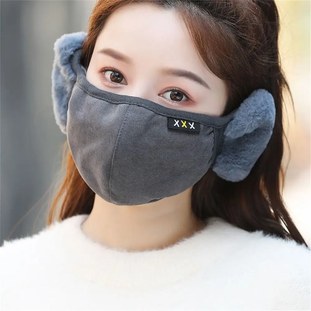 Daily Winter Warm 2 in 1 Mask Earmuffs Dustproof Cold-proof Windproof Ear Warmer Cotton Breathable Mouth Cover Women Girls