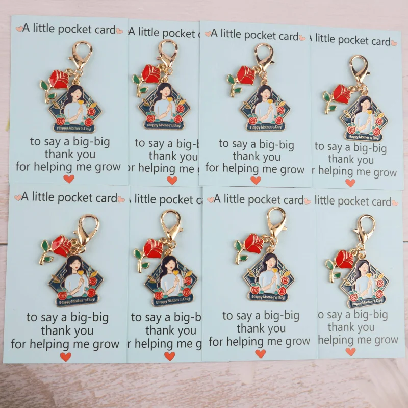 1/4/8pcs 2dMother's Day Series Keychain Set Bring a small pocket-sized greeting card  Actively support gifts Holiday Gift Univer