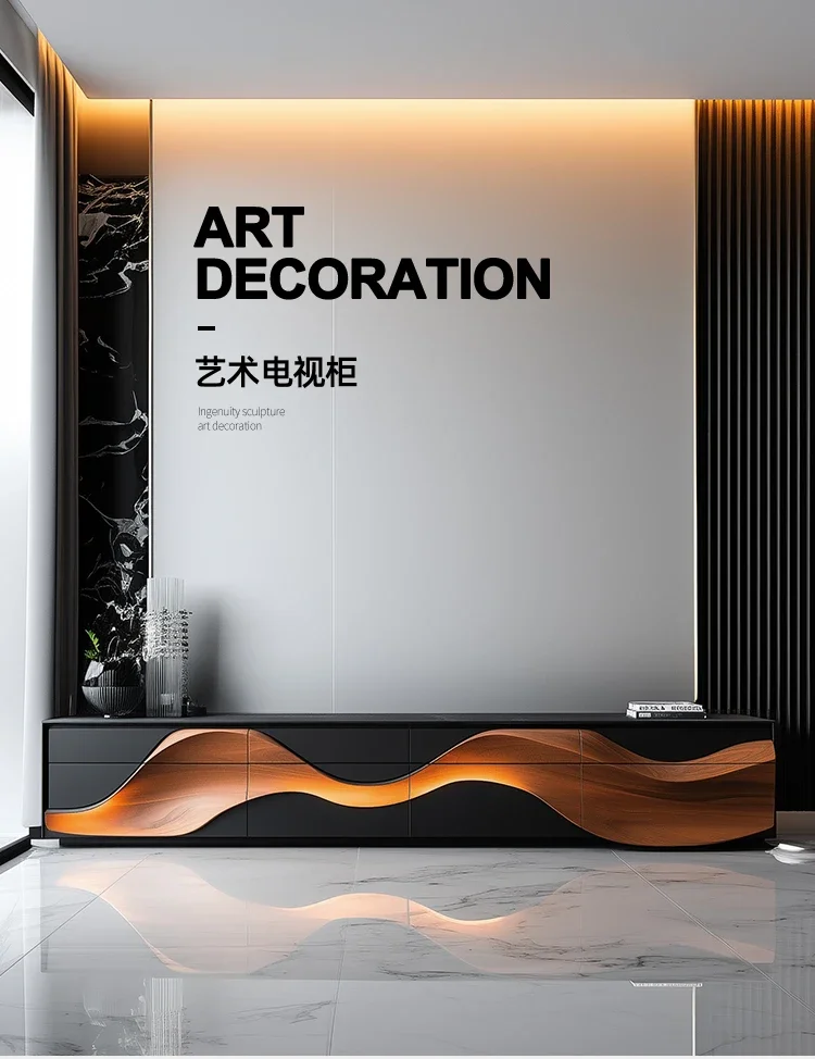 

Creative TV Cabinet Nordic Solid Wood Floor Storage Locker Light Luxury High-end Art Personality Furniture