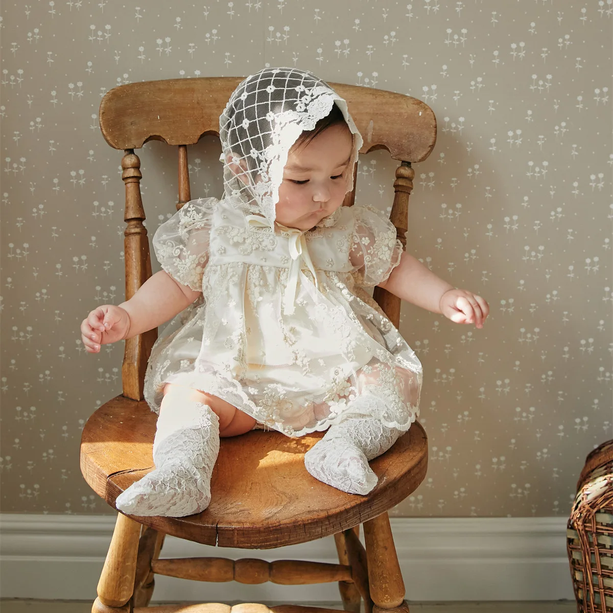 Cute Baby Girl Rompers Baby Flower Embroidery Short Sleeve Rompers Baby Birthday Clothes 2025 Summer New