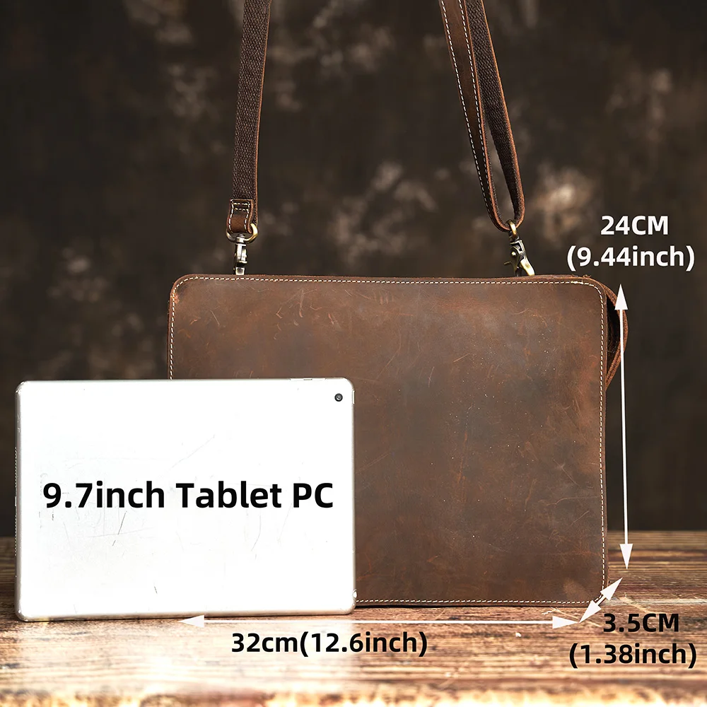 Nupugoo schlanke Umhängetasche Herren Echt leder Retro Umhängetasche täglich Pendler Rindsleder Umhängetasche Clutch Tasche Büro tasche – Detail 1