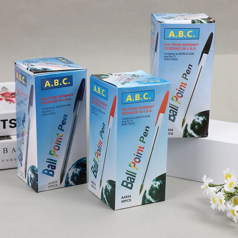 10 unids/set de bolígrafos de 1,0mm, bolígrafo de plástico azul y negro, regalo para estudiantes, suministros escolares y de oficina, escritura suave de larga duración