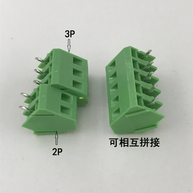 50pcs European terminal XK103-5.0MM inclined plane diagonal side terminal 2P3P of 50pcs screw PCB can be spliced.