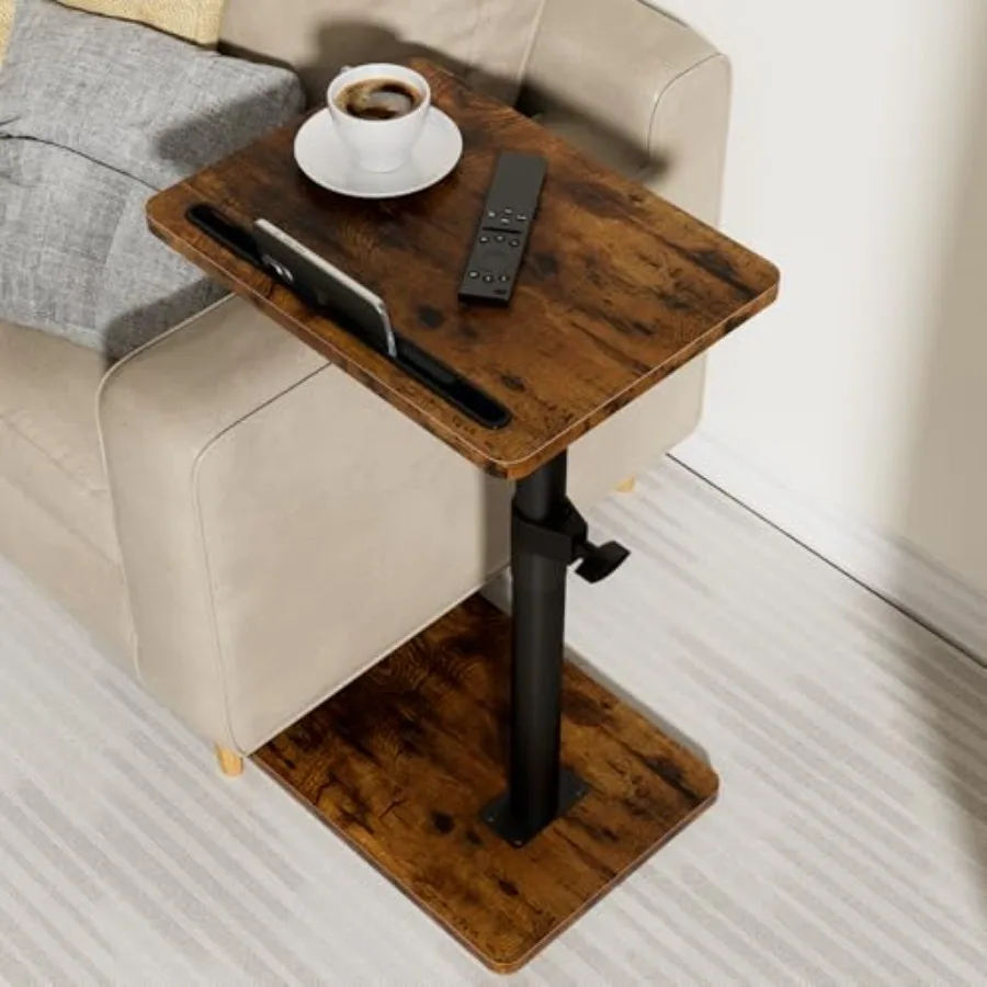 

Sofa Armrest Tray Table for Couch - 360° Swivel Height Adjustable End for Small Spaces Snack Side Table for Bed or Chair with P