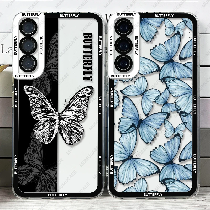 Coque papillon souple pour Samsung Galaxy, coque, S20, S21, FE, S22 Plus, S23 Ultra, A22, A54, 5G