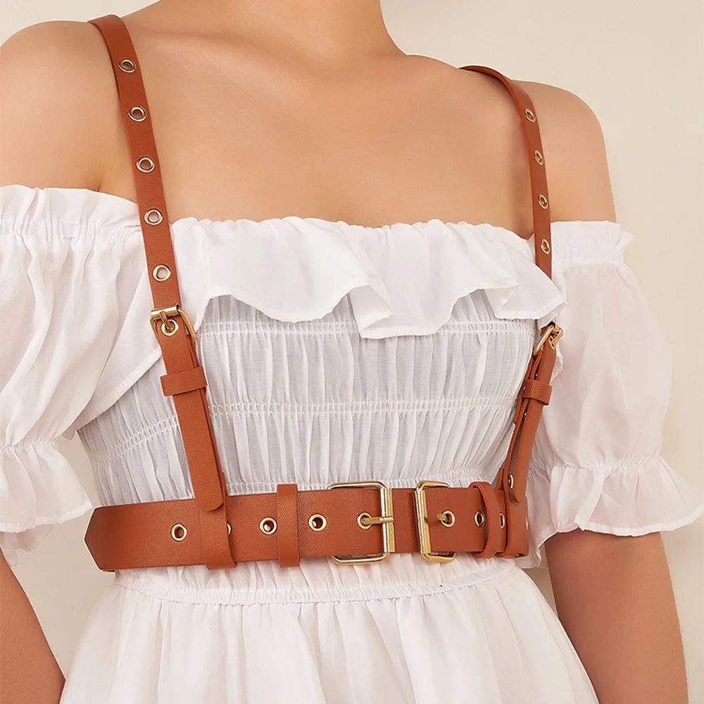 

Goth Vest Shoulder belt for Women Lady Fashion Street Steampunk Corset Huntress Underbust