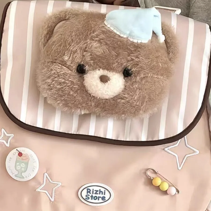 Милый мультяшный рюкзак — школьная сумка большой емкости для студентов |   Универсальная повседневная сумка через плечо с плюшевой куклой