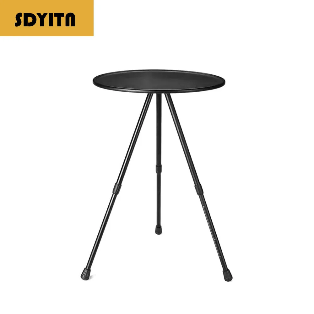 Portable Lightweight Aluminum Folding Camping Table Outdoor Tripod Tea Table with Adjustable Height Simple and Convenient