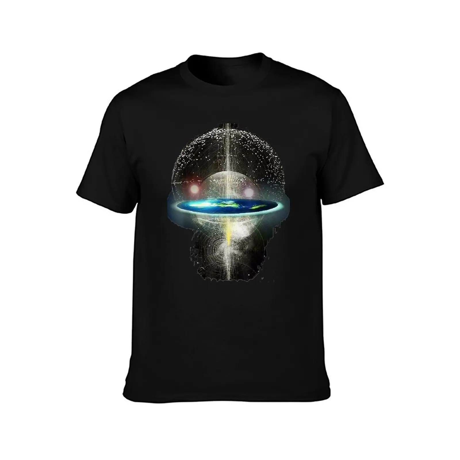 Flat Earth T-Shirt, Summer Casual Cotton Tee, Oversized Streetwear Tops, Vintage Graphic Print, Loose Fit Short Sleeve