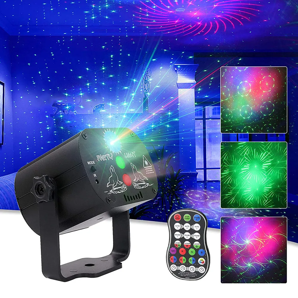 RGB Stage Lights DJ Disco Party Stage Lighting Effect With Remote Control Rechargeable Laser Projector Lamp For Bar KTV Decor