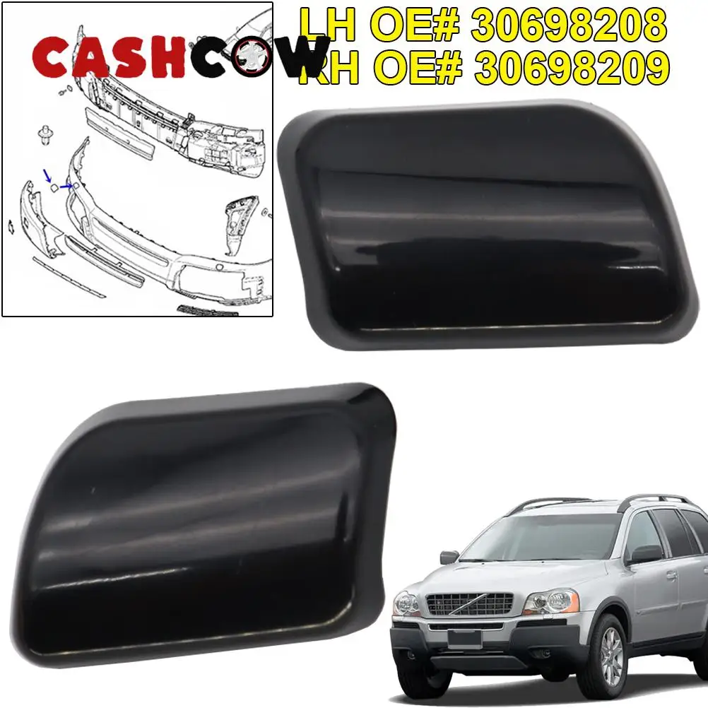 CASHCOW Car Headlamp Headlight Water Washer Spray Nozzle Cap Cover OE# 30698209 30698208 For Volvo XC90 2002 2003 2004 2005 2006