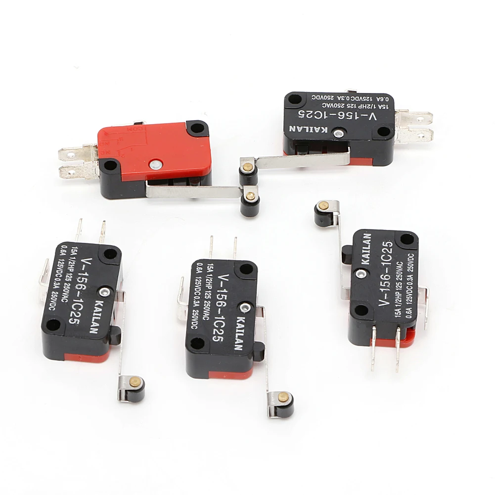 

5Pcs Micro Limit Long V-156-1C25 Hinge Roller Momentary SPDT Action