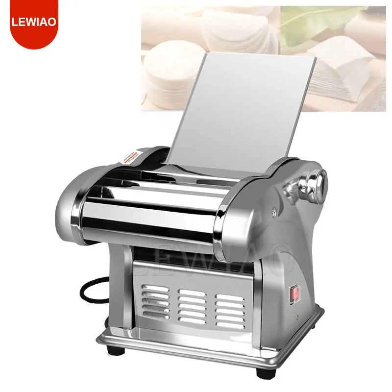 Rodillo de masa eléctrico de 220V, laminadora de masa de acero inoxidable, máquina para hacer dumplings y fideos, rodillo y hoja cambiables