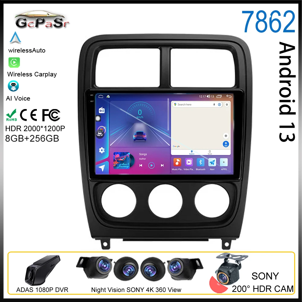 

Android 13 For Dodge Caliber PM 2009 - 2013 Car Radio Auto Multimedia Video Player Navigation GPS Rear camera Bluetooth 5G Wifi