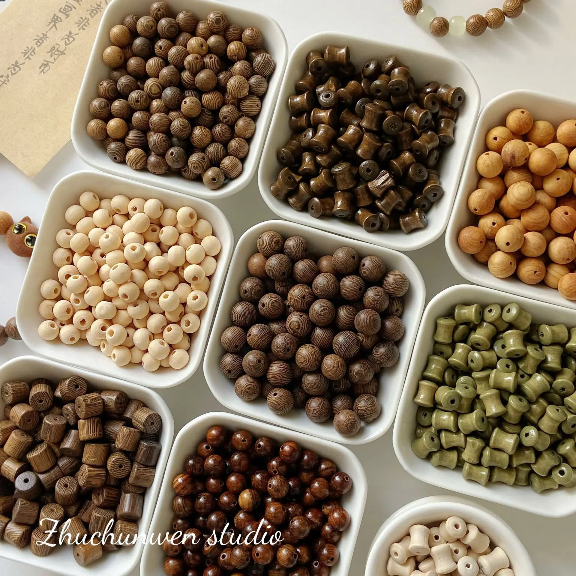 100pc 8/10mm Bodhi Seed Sandalwood Chicken Wing Wood Round Beads Wooden Beaded Diy Bracelet Accessory Materials And Accessories