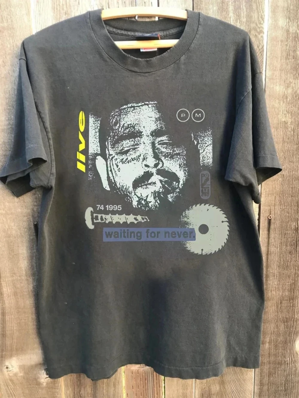 Post Malone Waiting for Never Charcoal Grey Patterned T-shirt with Fan Print Suitable for Daily Wear and Music Festival T-shirts