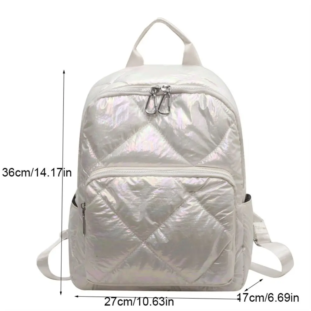 Solid Color Space Cotton Backpack Nylon Pleated Bubble Shoulder Bag Large Capacity Adjustable Shoulder Strap Student Schoolbag