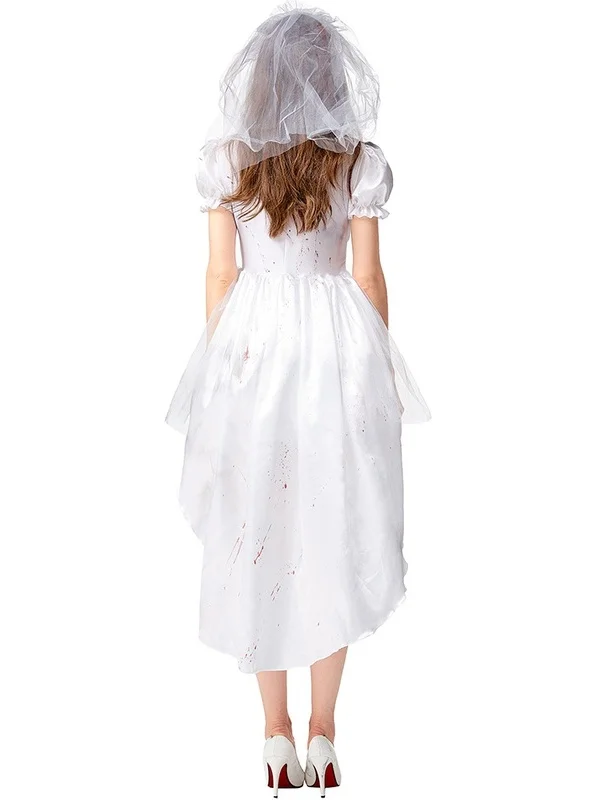 

loween White Ghost Bride Costume Blood Red Dr Ethnic Stage Wear Women's Faion No Brand Registered Trademark