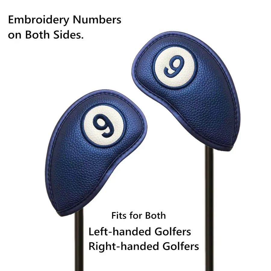 New Magnetic Closure Golf Head Covers Iron Set 11 Pcs or 9 Pcs No.On Both Sides for Right Left Handed Golfer Drop Ship