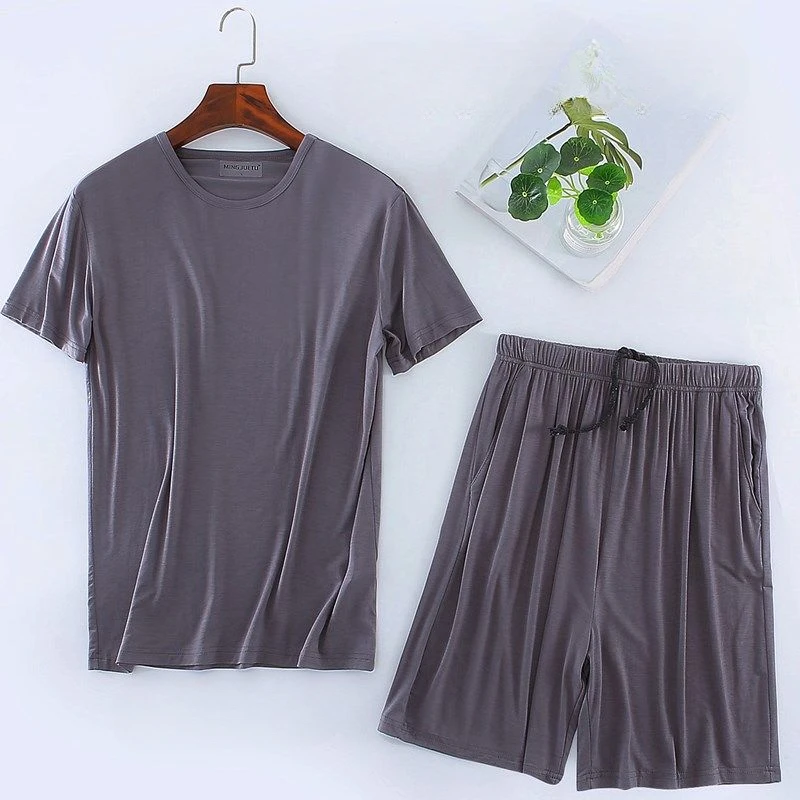 Pajamas Male Short-sleeved Shorts Set Casual Wear Summertime Modal Loose Extra Large Young and Middle-aged Loungewear Comfort