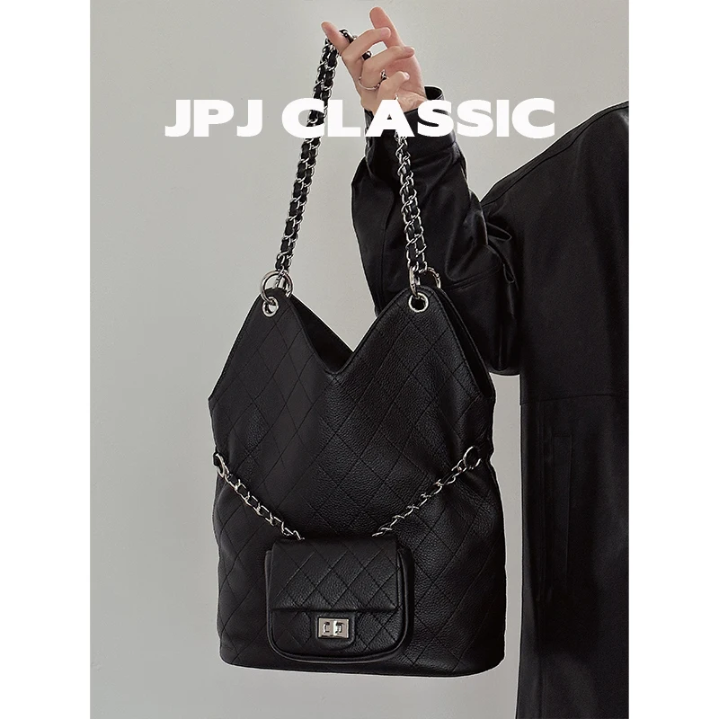 

jpj classic quilted first layer cowhide wandering bag women's shoulder armpit bag shoulder bag chain commuter tote bag