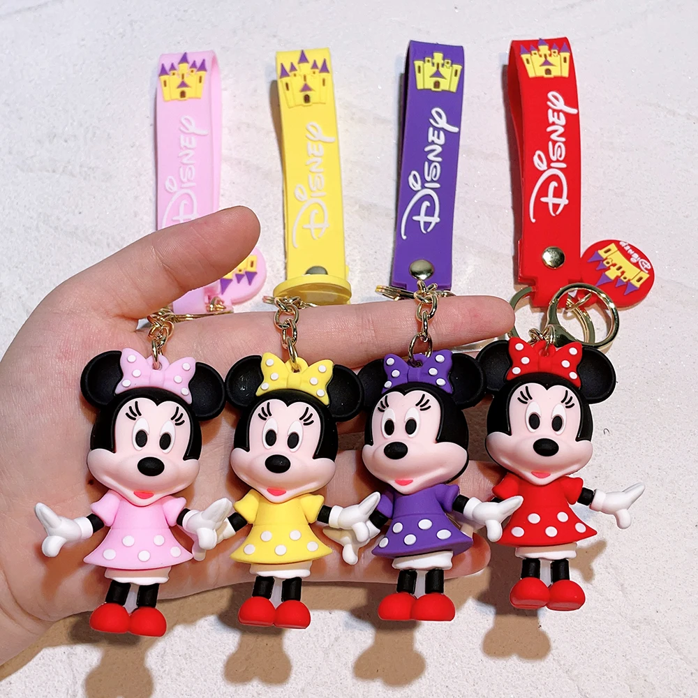 Disney Anime Keychain Cartoon Mickey Mouse Minnie Cute Doll Kawaii Keyring Mickey Keychain Ornament Key Chain Bag Car Pendant