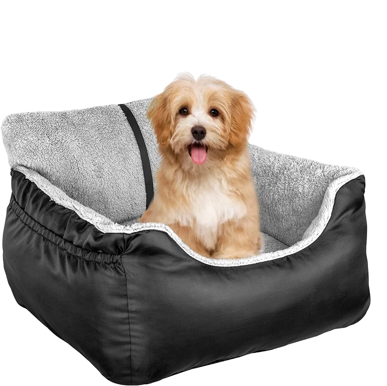 

Dog Car Seat Detachable and Washable Dog Booster Seats with Side Pockets and Clip-On Leash Portable Dog Car Travel Carrier Bed