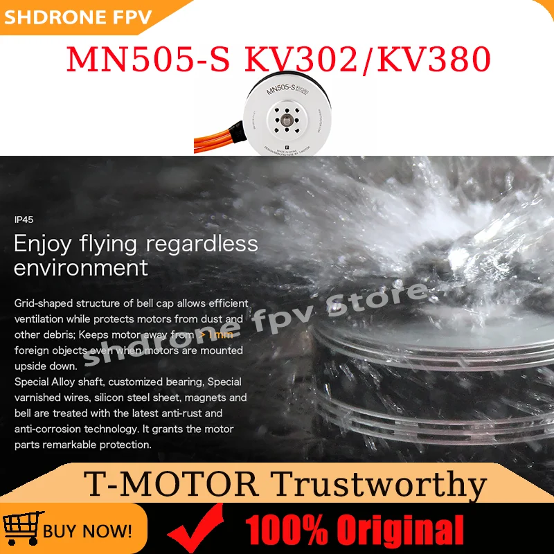 

T-MOTOR MN505-S KV320/KV380 Brushless Motor Heavy Lift BLDC U-AV Engine With Cooling Design Waterproof Drone Accessories