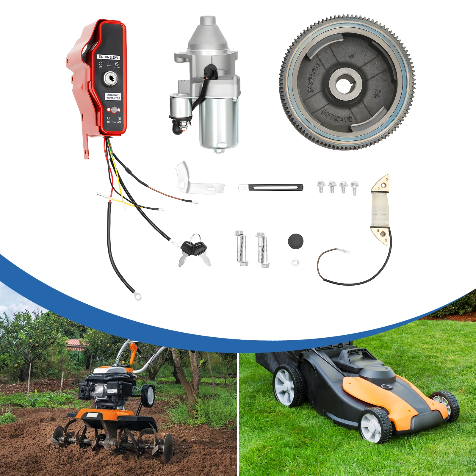 

Electric Start Kit 11HP 13HP Flywheel Ring Gear Starter Motor Ignition Box Charging Coil for Honda GX340 GX390