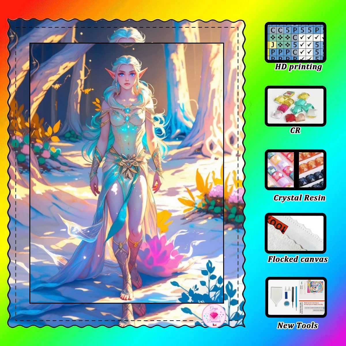 【Gheys_ Diamond Art】Seven-color elf Crystal AB Rhinestone Fairy Dust Rhinestone Perfect Resin Diamond