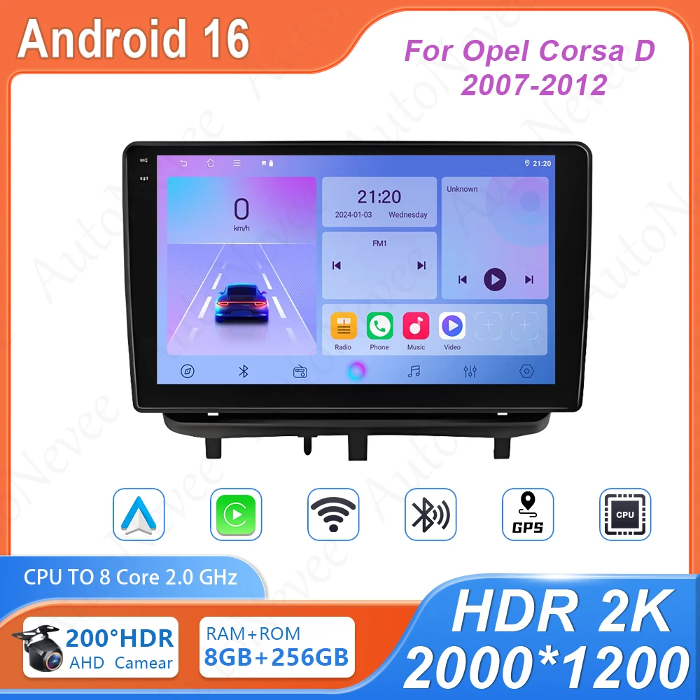 

Android For Opel Corsa D 2007-2012 CPU HDR GPS Navigation Car Dvd Auto Radio Stereo 4G Wifi BT High-performance No 2din Dash Cam