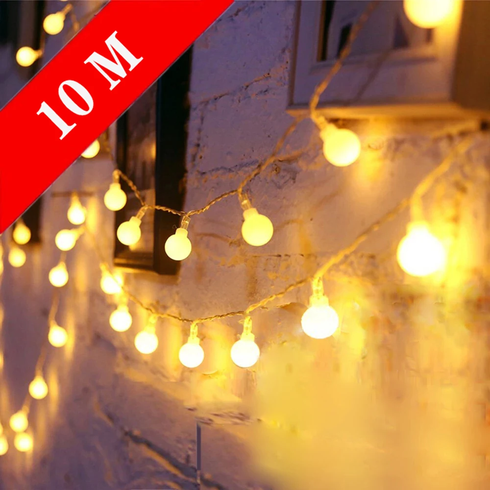 2M 5M 10M Cherry Balls LED Fairy String Lights Battery USB 220V 110V Operated Wedding Christmas Outdoor Room Garland Decoration