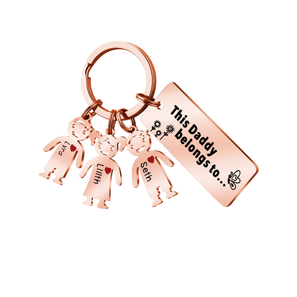 Benutzerdefinierte Familie Namen Keychain Dieses Papa Gehört zu Keychain Personalisierte Vatertag Geschenk – Detail 8