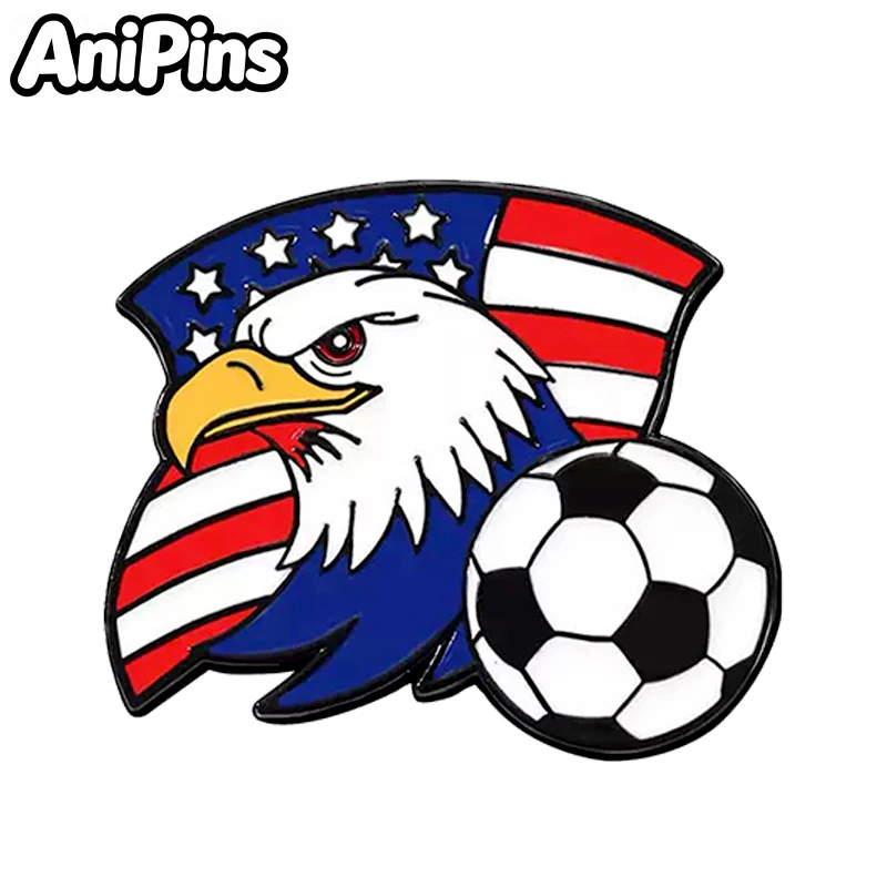 AniPins USA Football Pins 4-design Metal Enamel Bowknot Boat Football Lover Brooch Pin On Backpack Clothes Badge Gifts