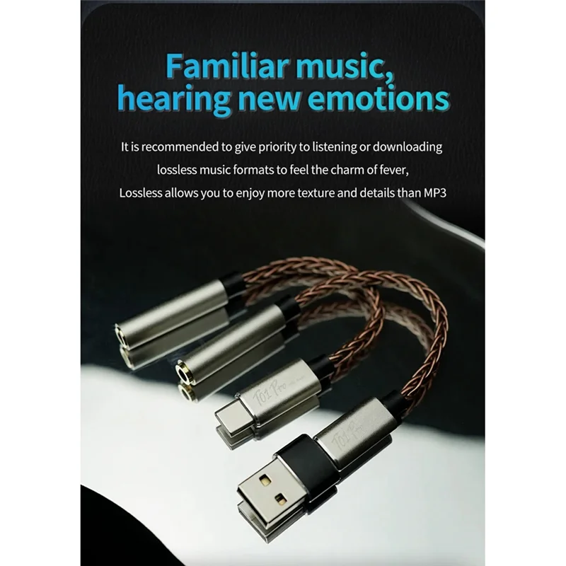 Advanced T01pro DAC Decoding Audio Hifi Earphone Amplifier USB Typec To 3.5Mm 32Bit Digital Audio Decoding Earphone Converter