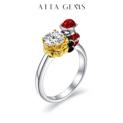 ATTAGEMS 1Carat D VVS1 Color Moissanite Ring for Women Real 925 Sterling Silver Christmas Diamond Ring Luxurly Fine Jewelry Gift