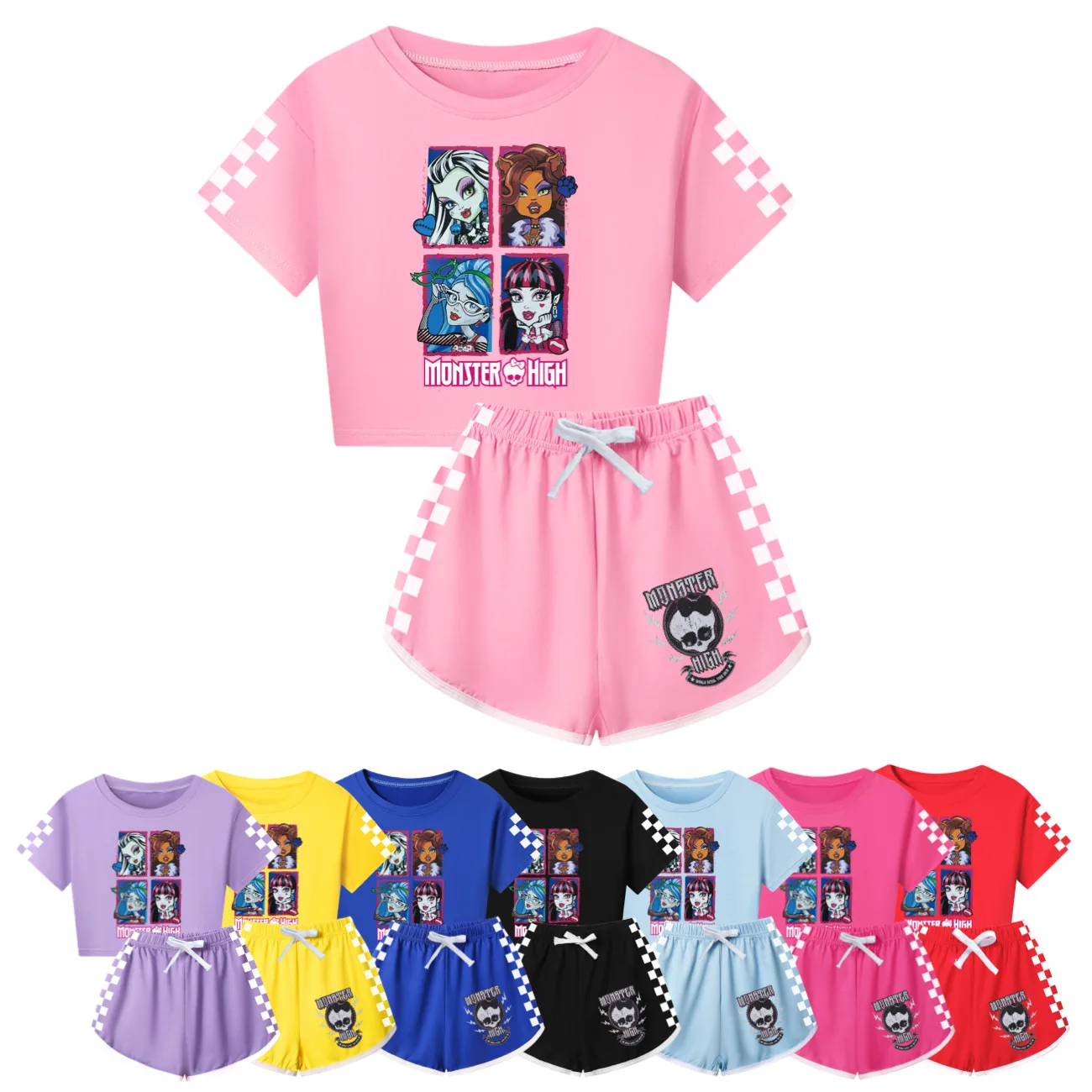 

Frankie Monster High Clothes Kids Novelty T-Shirts Shorts 2pcs Sets Boys Casual Fashion Streetwear Girls Family Matching Outfits