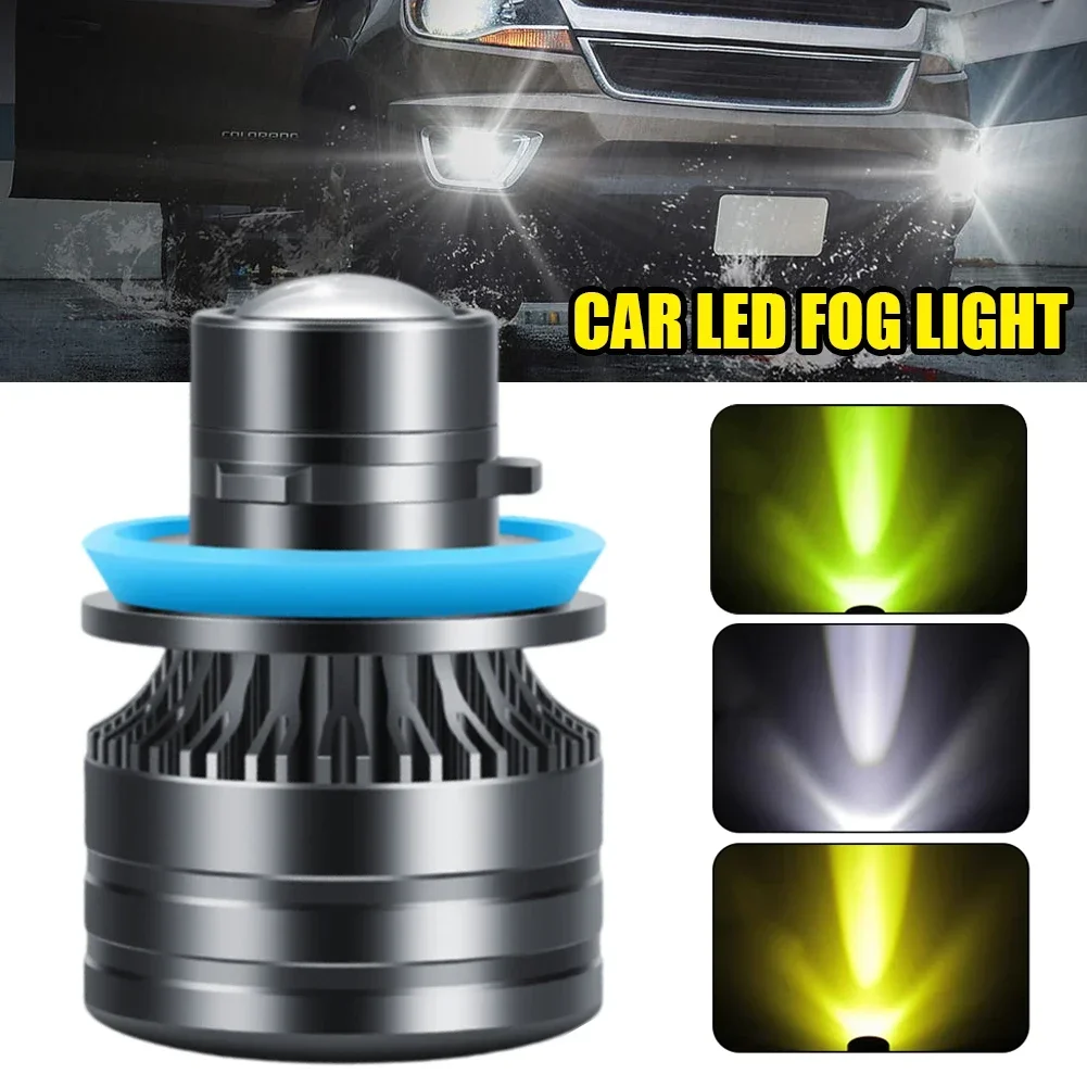 H7 H8 9006 9005 Car Laser Lens Headlight 35W 12V Led Fog Light Bulb LED Fog Lamp 9800LM White Yellow Green Fog Light