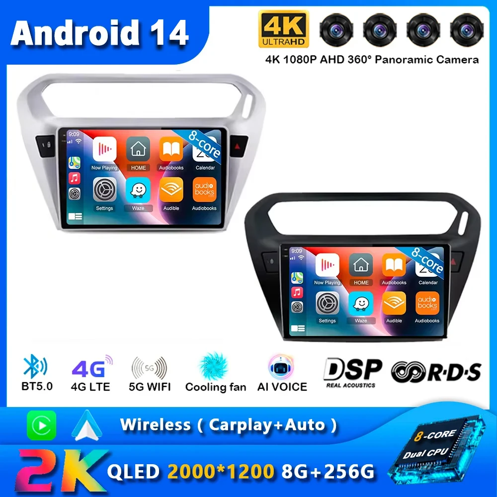 

Android 14 Car Radio Carplay For Peugeot 301 2013 - 2016 Navigation GPS Multimedia Player WiFi+4G Stereo video wireless Auto BT