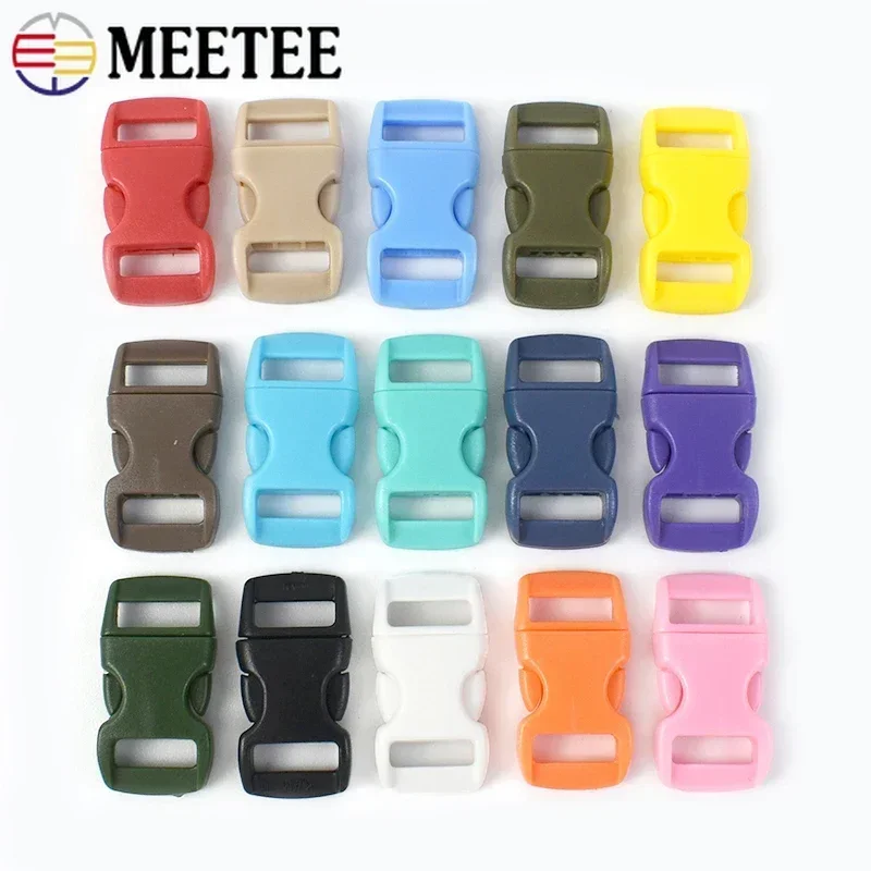 10/30Pcs Meetee 10/15mm Plastic Buckles Backpack Buckle Bag Side Release Clasp for Strap Adjust Belt Hook Pet Collar Accessories