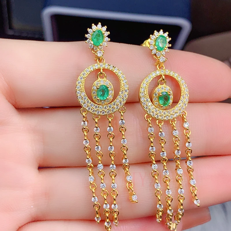 

Серьги из серебра 925 пробы с натуральным изумрудом