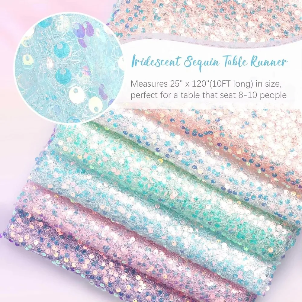 

New Iridescent Sequin Table Runner Mermaid Heat Insulation Table Cover Glitter Sequin Table Cloth Wedding Birthday Party
