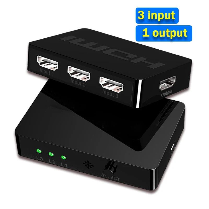3-портовый переключатель HDMI 3 в 1 выход 1080P HDMI Video Switcher Selector Box 3x1 адаптер с дистанционным управлением для DVD TV NVR монитора ПК