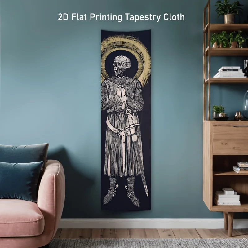 Tapestry Wall Hanging Tapestry for Bedroom Skull Knight Vertical Banner Background Banner Cloth Wall Decoration, Medieval Sword
