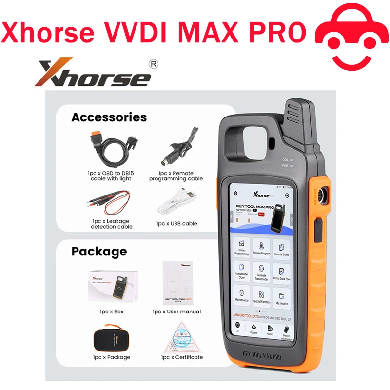 

Xhorse VVDI Key Tool Max Pro с мини-инструментом OBD, функция считывания напряжения и тока утечки