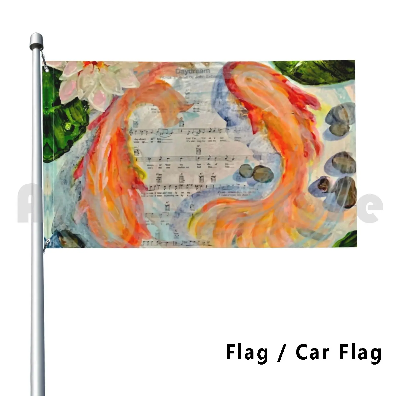What A Day For A Daydream Outdoor Decor Flag Car Flag Daydream Goldfish Swim Lake Water Lilly Lilly Shallow Fresh