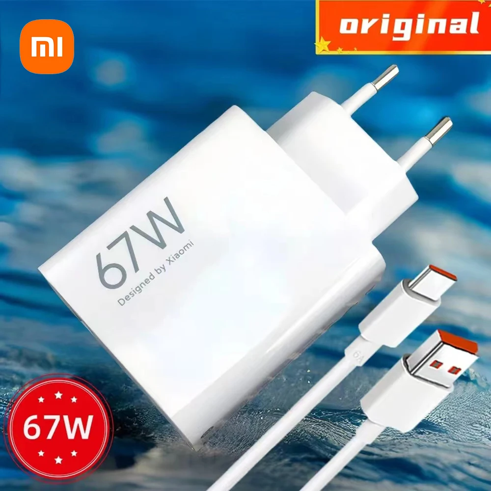 Original Xiaomi 67W Charger Turbo Fast Charge Eu/Us Adapter USB Type-C Cable for Redmi Note Pro Mi 13 Lite K60 K60E K50 Poco