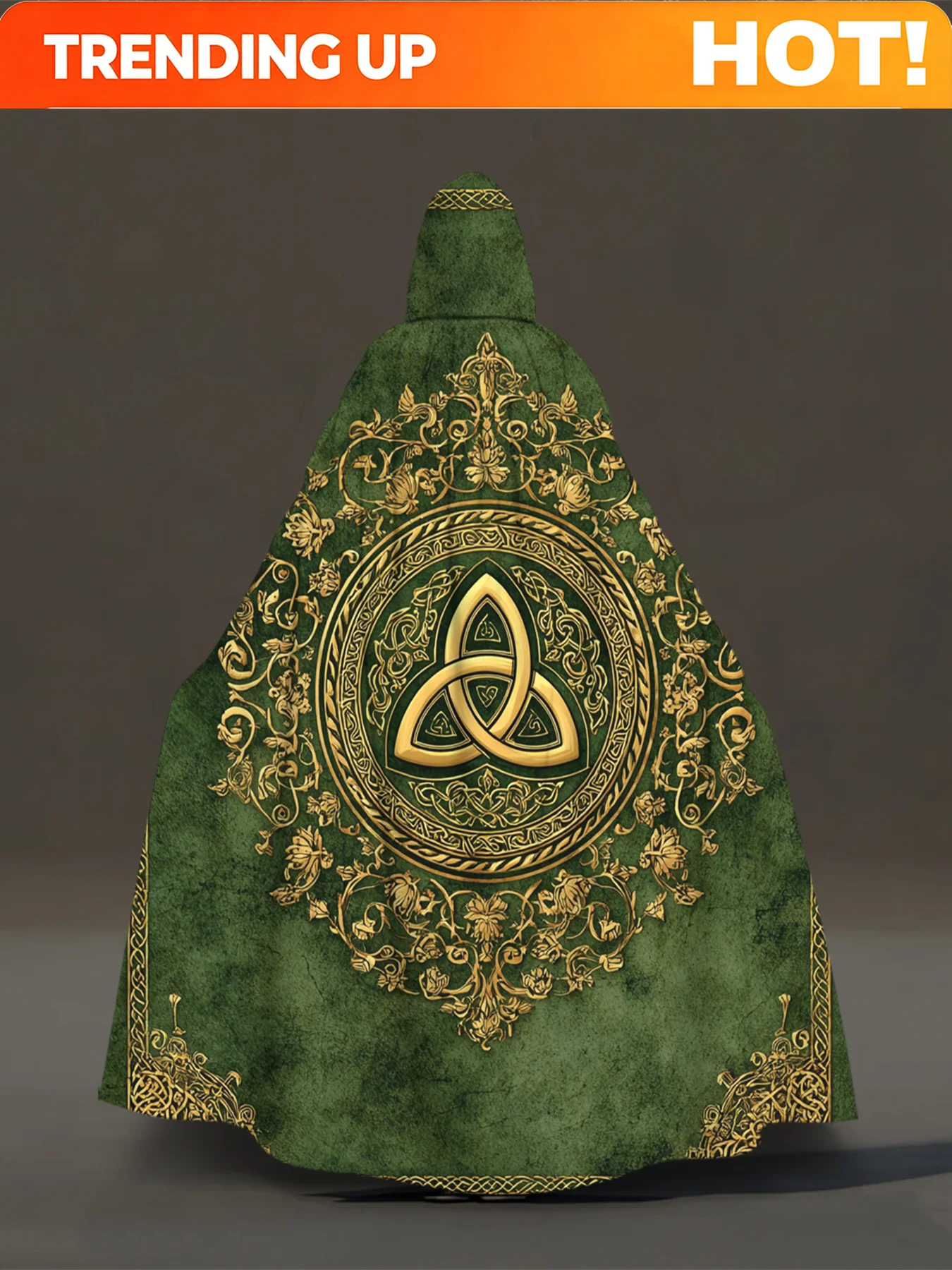 Customization 1pc 1pcs St. Patrick's Celtic Hooded Cloak Robe - Full-Body Celtic Print Hooded Suitable For Cosplay, Costume Part
